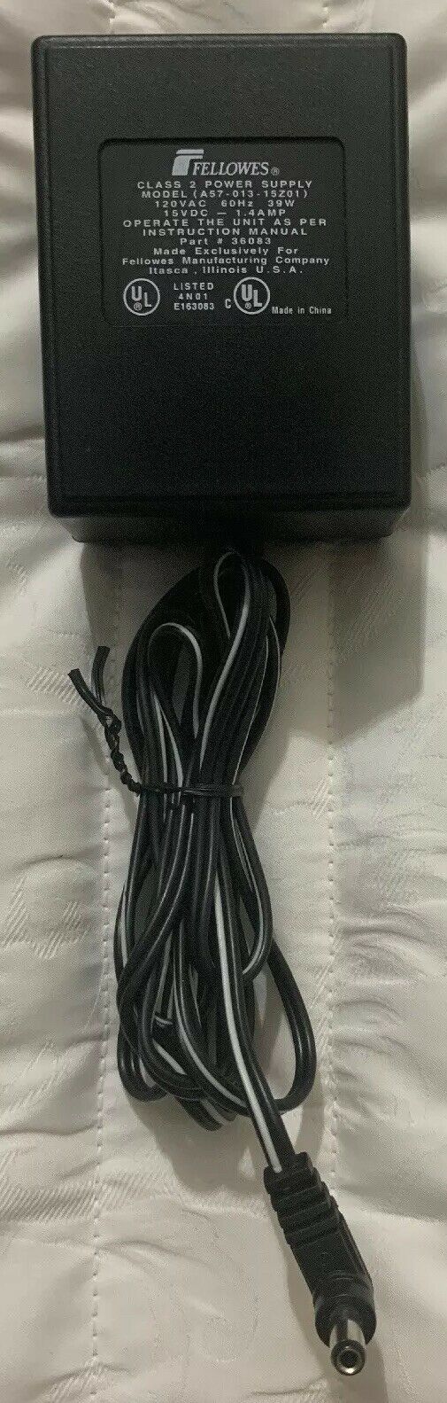 New Fellowes A57-013-15z01 15VDC 1.4A Adapter Power Supply